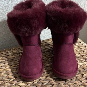 Juicy Couture Burgundy Fur Boots